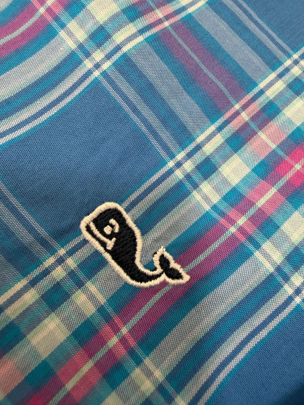 Vineyard Vines Slim Fit Whale Shirt Mens XXL 2XL Madras Button Up long Sleeve